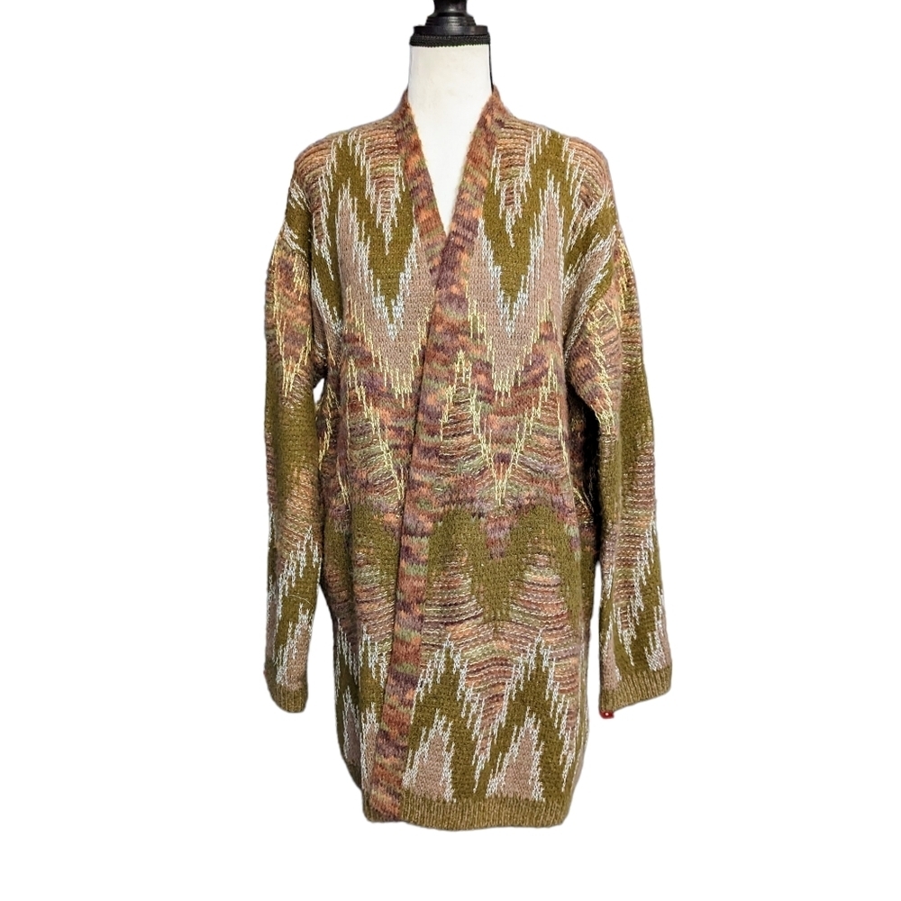 Lucky Brand Aztec Lurex Wool Blend Cardigan XL - Picture 4 of 15